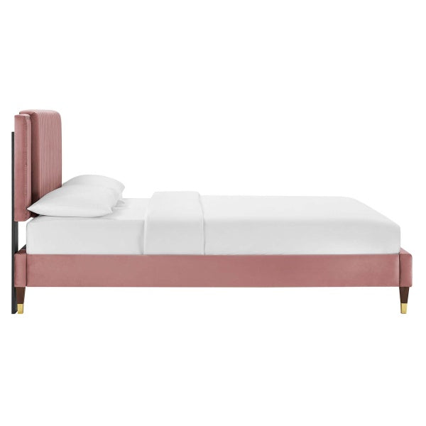 Zahra Channel Tufted Performance Velvet King Platform Bed By Modway