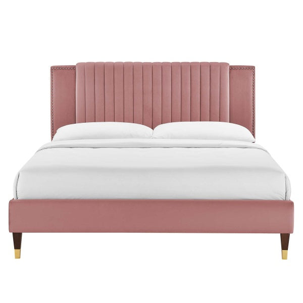 Zahra Channel Tufted Performance Velvet King Platform Bed By Modway