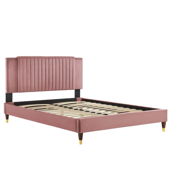 Zahra Channel Tufted Performance Velvet King Platform Bed By Modway