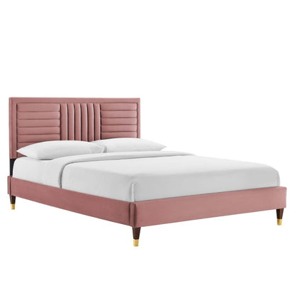 Sofia Channel Tufted Performance Velvet King Platform Bed By Modway