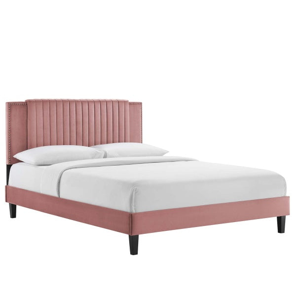 Zahra Channel Tufted Performance Velvet King Platform Bed By Modway