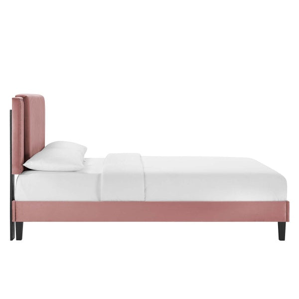 Zahra Channel Tufted Performance Velvet King Platform Bed By Modway