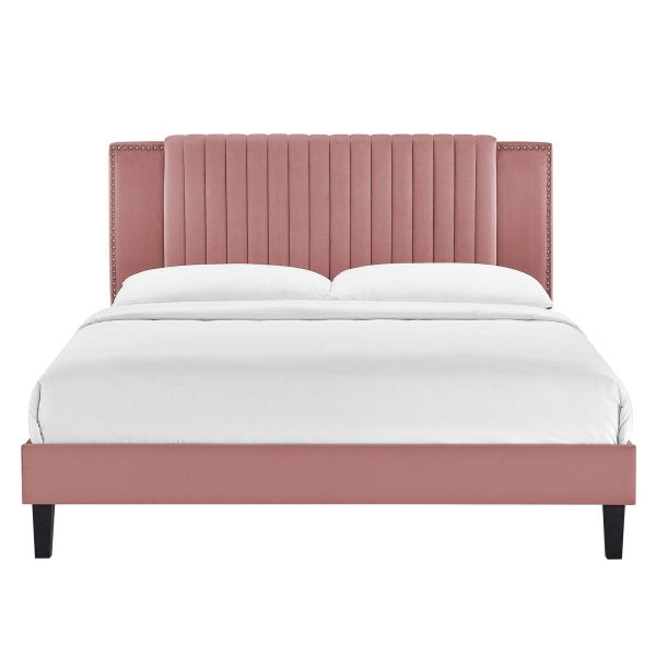 Zahra Channel Tufted Performance Velvet King Platform Bed By Modway