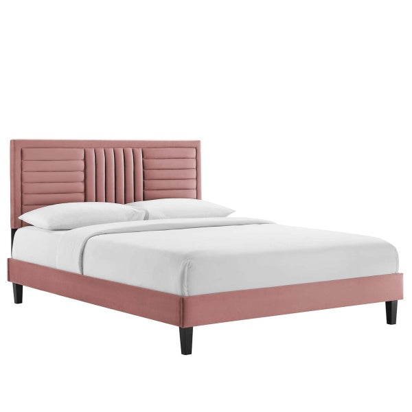 Sofia Channel Tufted Performance Velvet King Platform Bed By Modway