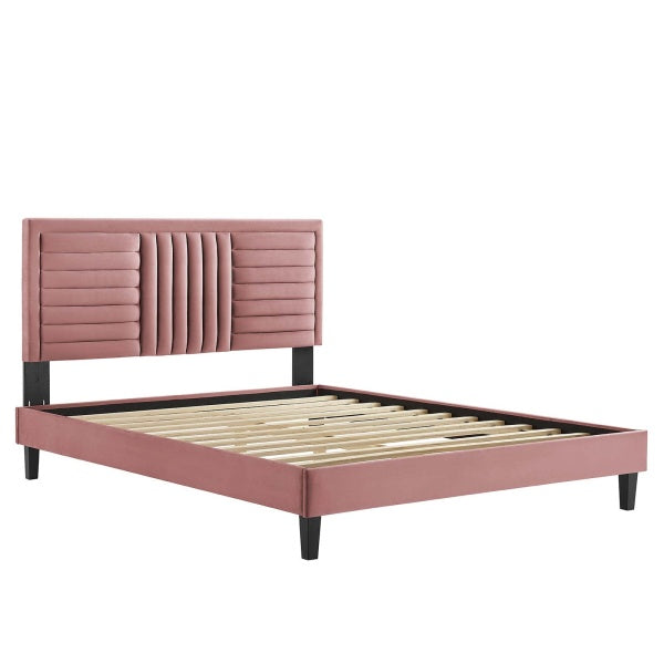 Sofia Channel Tufted Performance Velvet King Platform Bed By Modway