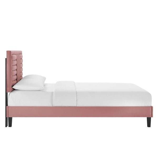 Sofia Channel Tufted Performance Velvet King Platform Bed By Modway