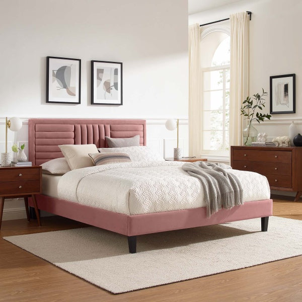 Sofia Channel Tufted Performance Velvet King Platform Bed By Modway