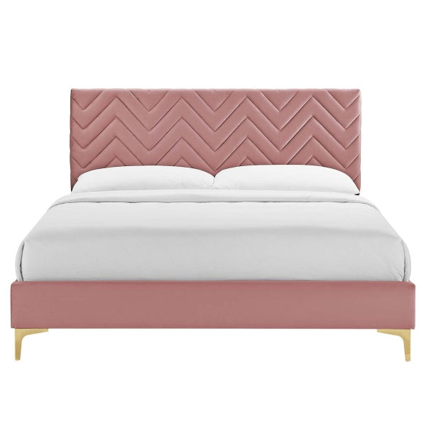 Leah Chevron Tufted Performance Velvet King Platform Bed By Modway