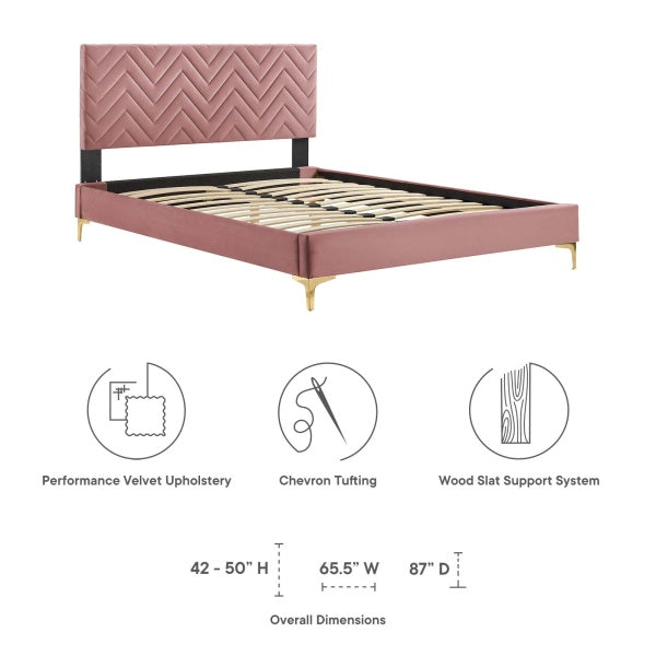 Leah Chevron Tufted Performance Velvet King Platform Bed By Modway