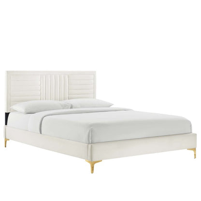 Sofia Channel Tufted Performance Velvet King Platform Bed By Modway