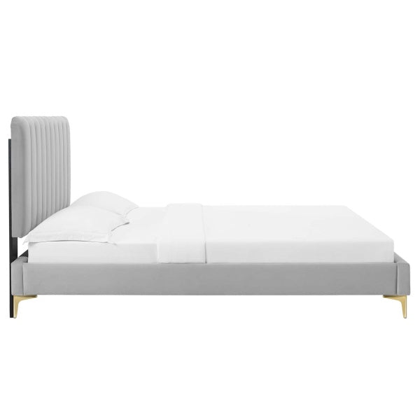 Reagan King Performance Velvet Platform Bed By Modway