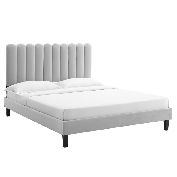 Reagan King Performance Velvet Platform Bed By Modway