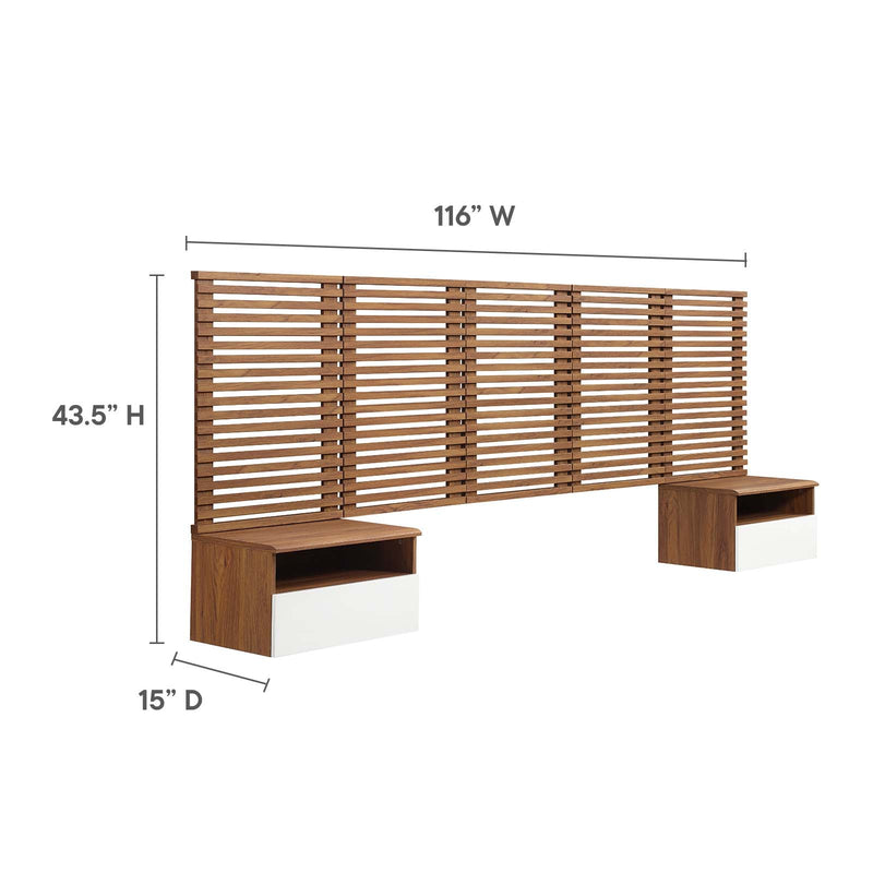 Render Wall Mount Twin Headboard and Modern Nightstands