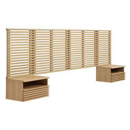 Render Wall Mount King Headboard and Modern Nightstands-King
