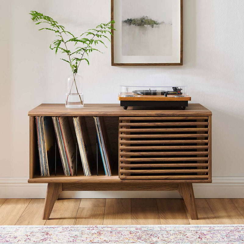 Render Vinyl Record Display Stand Walnut by Modway