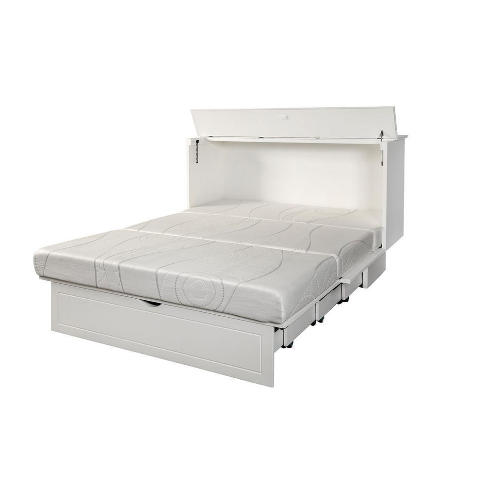 Arason Creden-ZzZ Cottage White Queen Murphy Cabinet Bed In A Box