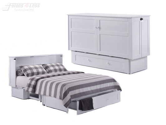 Night & Day Clover White Queen Murphy Cabinet Bed In A Box