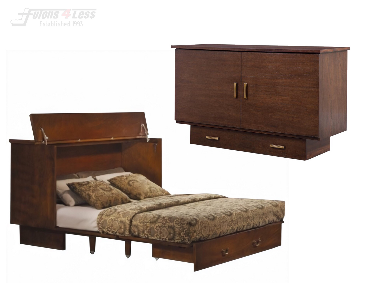 Arason Creden-ZzZ Pekoe Traditional Queen Murphy Cabinet Bed In A Box