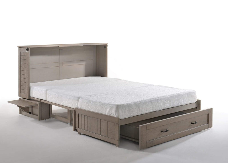 Poppy Brushed Driftwood Queen Murphy Cabinet Bed - Futons 4 Less