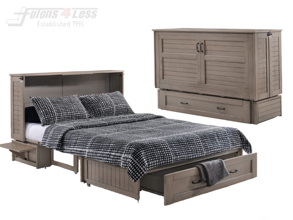 Night & Day Poppy Brushed Driftwood Queen Murphy Cabinet Bed In A Box