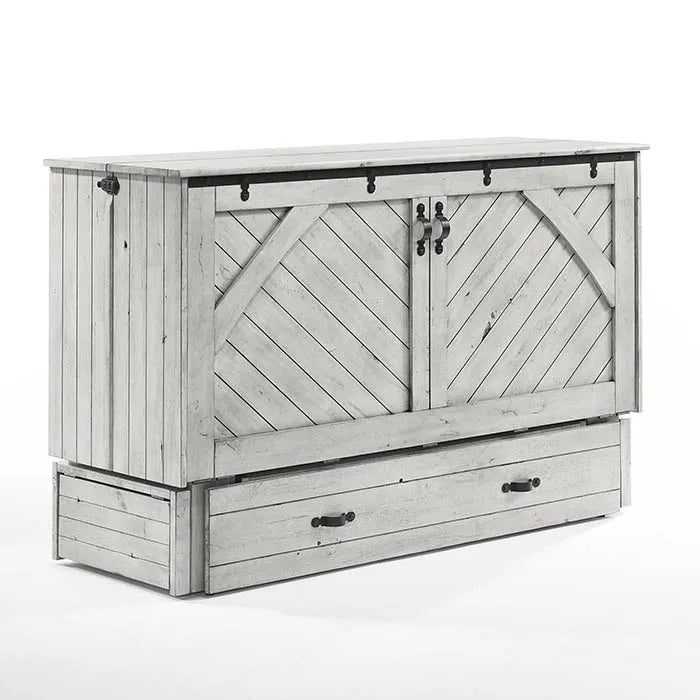 Night and Day Ranchero Antique White Murphy Cabinet Bed In A Box
