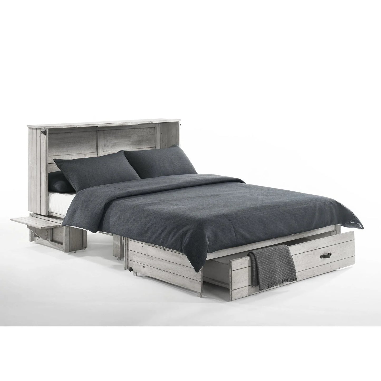 Night and Day Ranchero Antique White Murphy Cabinet Bed In A Box