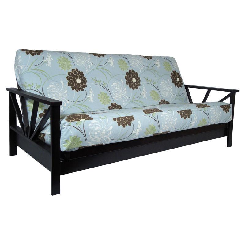 Arial Black Walnut Full Wall Hugger Futon Frame (KD) - Futons 4 Less