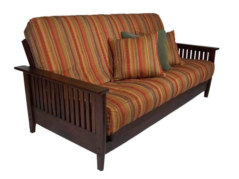 Denali Dark Cherry Queen Wall Hugger Futon Frame - Futons 4 Less