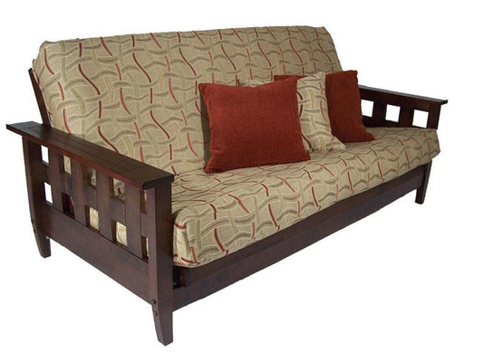 Lambton Dark Cherry Full Wall Hugger Futon Frame - Futons 4 Less