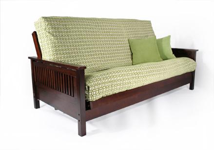 Tiro Dark Cherry Queen Wall Hugger Futon Frame - Futons 4 Less