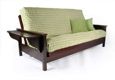 Tiro Dark Cherry Queen Wall Hugger Futon Frame - Futons 4 Less