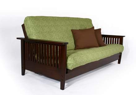 Denali Warm Cherry Full Wall Hugger Futon Frame (KD) - Futons 4 Less