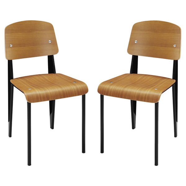 Cabin Dining Side Chair Set of 2 Walnut by Modway