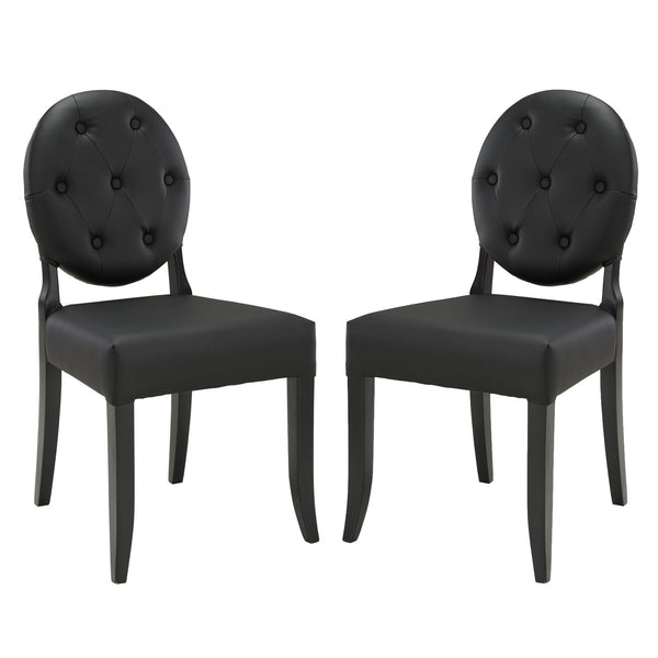 Button Dining Side Chair (Set of 2) Black by Modway