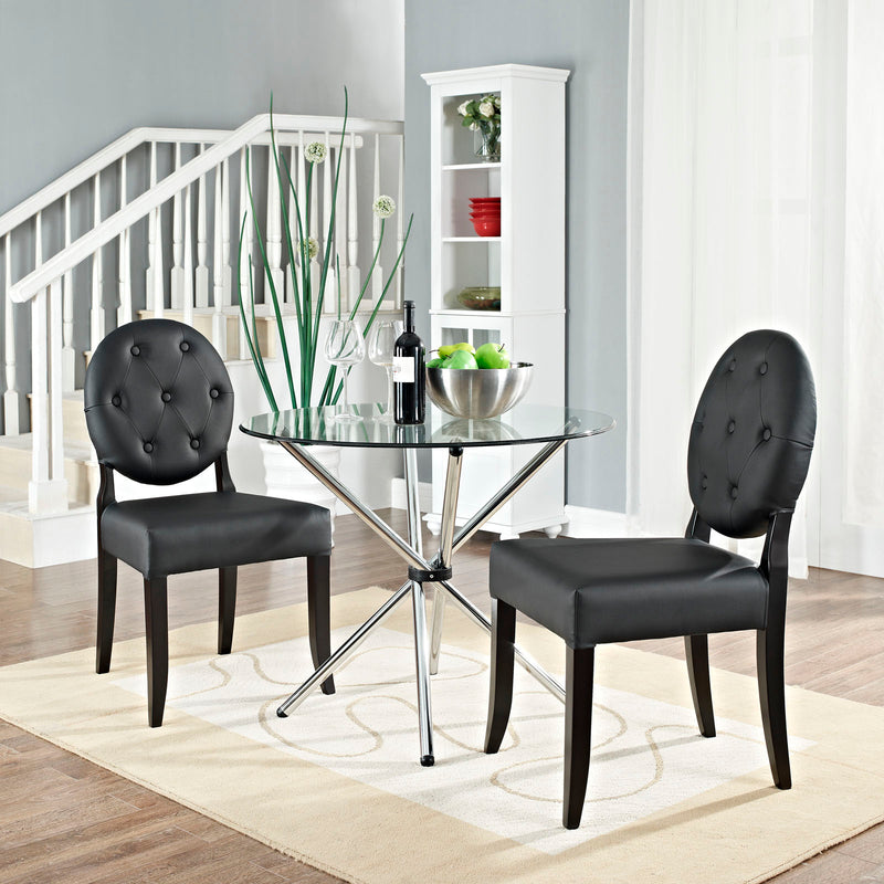 Button Dining Side Chair (Set of 2) Black by Modway