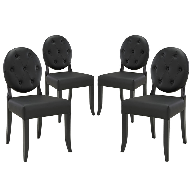 Button Dining Side Chair Set of 4 Black by Modway