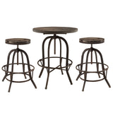 Gather 3 Piece Dining Set Brown by Modway