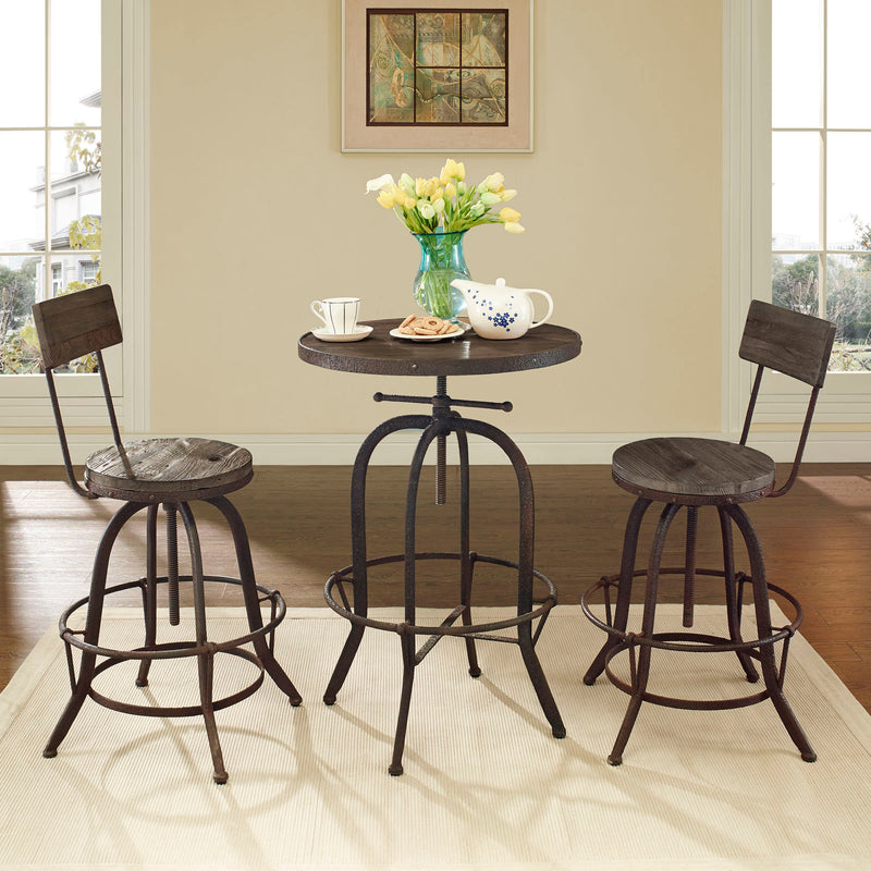 Gather 3 Piece Dining Set Brown by Modway