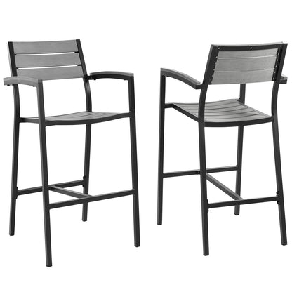 Maine Bar Stool Outdoor Patio Set of 2 Arm Chairs by Modway