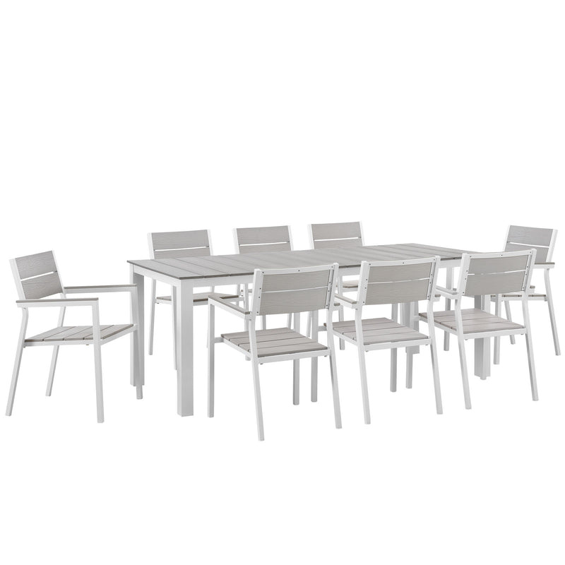 Maine 9 Piece Outdoor Patio Dining Set Arm Chairs by Modway