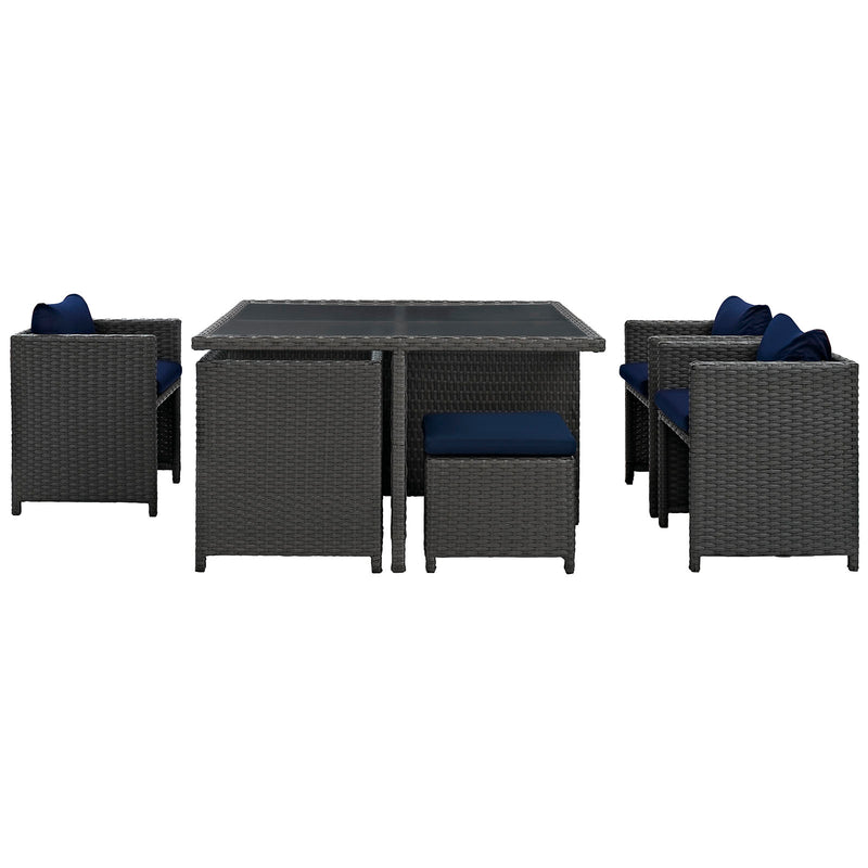 Sojourn 9 Piece Outdoor Patio Sunbrella Dining Set by Modway