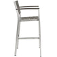 Shore Outdoor Patio Aluminum Bar Stool Silver Gray Arm Chair by Modway