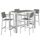 Shore 5 Piece Outdoor Patio Aluminum Dining Set Silver Gray Arm Chairs by Modway