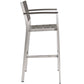 Shore 5 Piece Outdoor Patio Aluminum Dining Set Silver Gray Arm Chairs by Modway