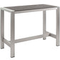 Shore 5 Piece Outdoor Patio Aluminum Dining Set Silver Gray Arm Chairs by Modway