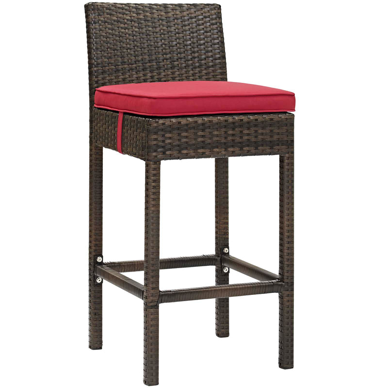 Conduit Outdoor Patio Wicker Rattan Bar Stool in Brown by Modway
