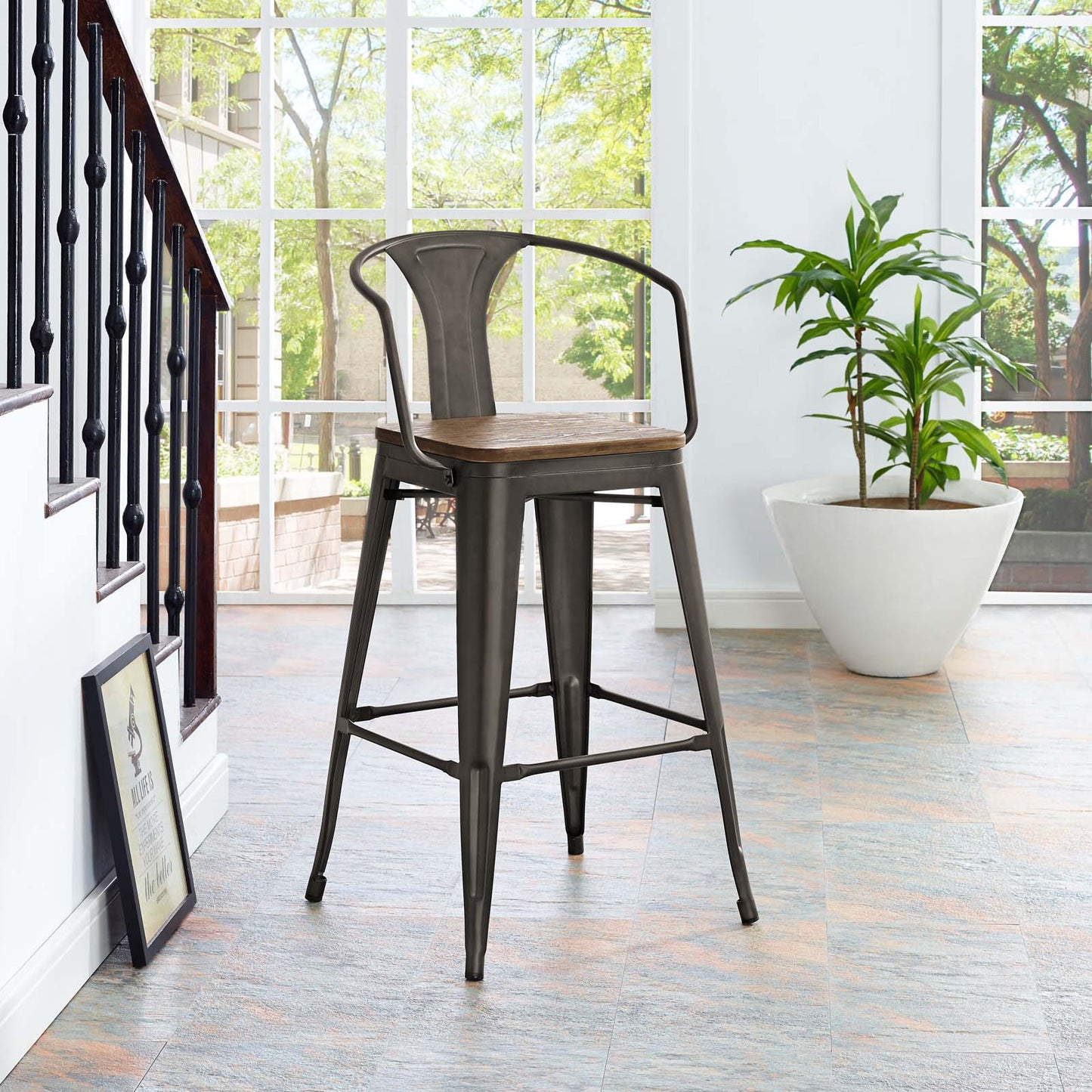 Promenade Bar Stool Brown by Modway