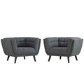 Bestow 2 Piece Upholstered Fabric Armchair Set | Polyester by Modway