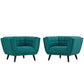 Bestow 2 Piece Upholstered Fabric Armchair Set | Polyester by Modway
