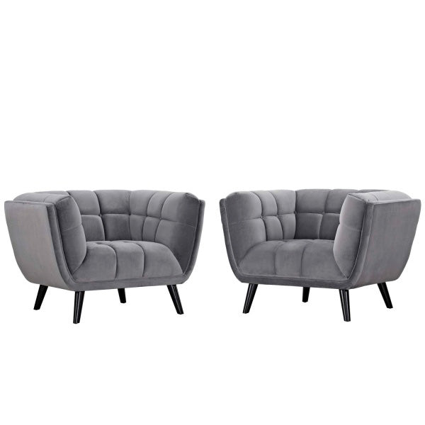 Bestow 2 Piece Velvet Armchair Set | Polyester by Modway